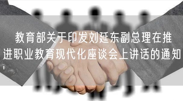 ​教育部关于印发刘延东副总理在推进职业教育现代化座谈会上讲话的通知'